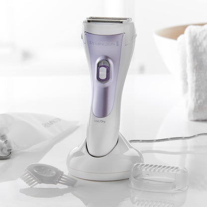 Remington Cordless Electric Lady Shaver for Women (Rechargeable, 30 Minute Usage, Wet & Dry, Showerproof, Moisturising Strip with Aloe Vera, Bikini Attachment, Storage Pouch, Cleaning Brush) WDF4840