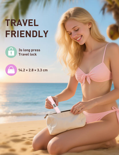 Bikini Trimmer Women 2-in-1 Facial Hair Remover for Women,USB-C Razors Woman,Dual Head Shaver Woman with Light for Intimate,Lady Shavers for Pubic Hair for Lip Underarm Body,Travel Lock,Pink