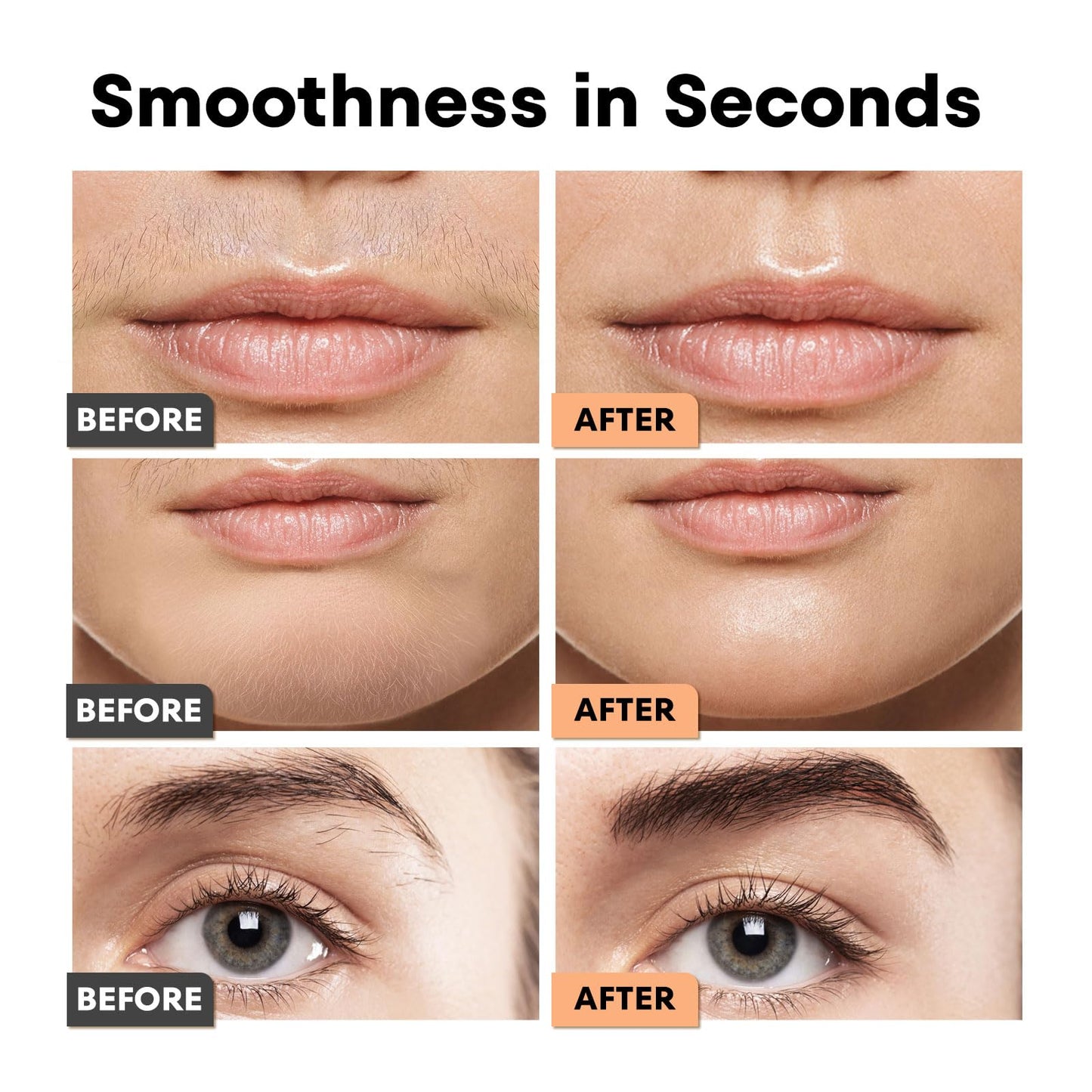 VG VOGCREST Eyebrow Facial Trimmer: 2 in1 Rechargeable Facial Hair Removal and Eyebrow Shaver - Face Lips Body Painless Facial Razor with Built-in LED Light (Rose Gold)