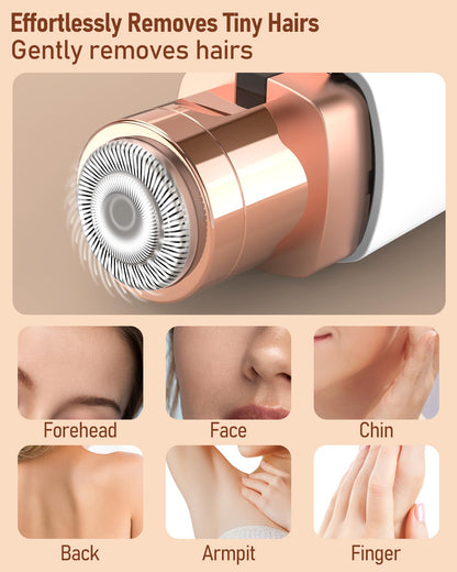 Eyebrow & Facial Hair Trimmer for Women: 2 in1 Rechargeable Facial Hair Removal and Eyebrow Shaver, Painless Shaving with Built-in LED Light - Perfect for Face, Lips, and Body