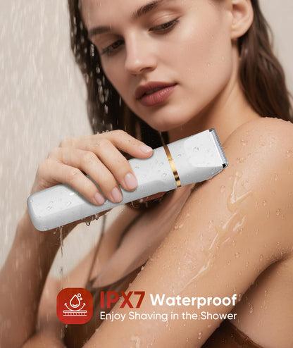 Lady Shavers for Women 3-in-1,Bikini Trimmer Woman IPX7 Waterproof,Nose Trimmer Rechargeable,Pubic Hair Trimmer for Women Wet and Dry,Painless Electric Foil Shaver for Body,Arms Legs Underarms, White