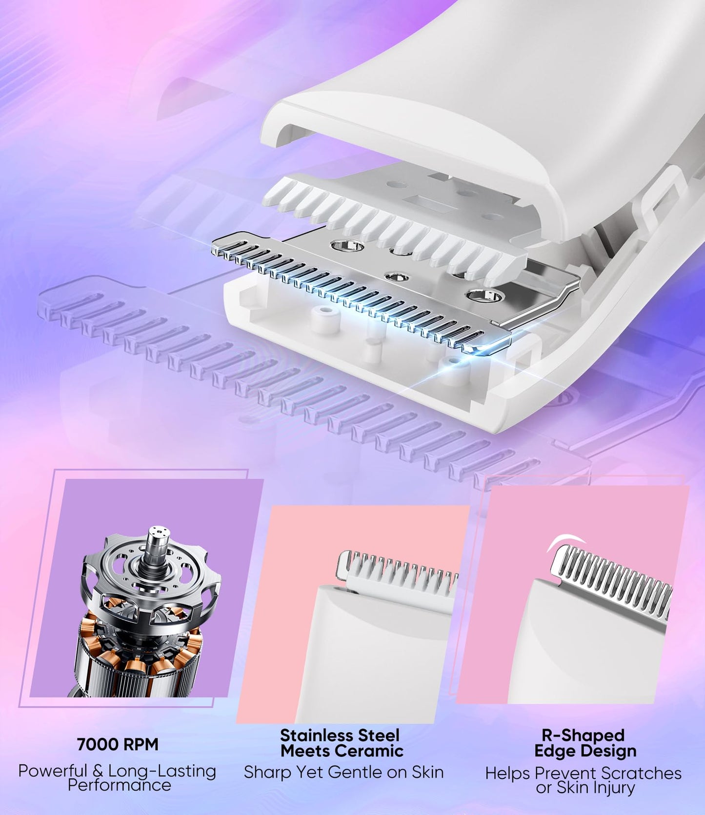 Facial Hair Remover for Women,4-in-1 Bikini Trimmer Women,USB C Mini Lady Shavers with 4-Level Battery Indicator (25%, 50%, 75%, 100%) Eyebrow Razor,Nose Trimmer,for Face Nose/Ear Body,Easy to Clean