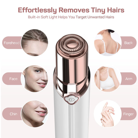 Facial Hair Remover for Women,Hair Removal Device Rechargeable,Epilator for Women for Face Included 2 x Replacement Heads,Painless Lady Shavers,for Lip,Mustache, Chin