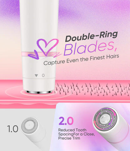 Facial Hair Remover for Women,4-in-1 Bikini Trimmer Women,USB C Mini Lady Shavers with 4-Level Battery Indicator (25%, 50%, 75%, 100%) Eyebrow Razor,Nose Trimmer,for Face Nose/Ear Body,Easy to Clean
